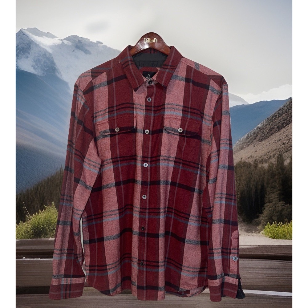 Prana Flannel Shirt Men XL Plaid Cabincore Lumberjack Hiking Camping